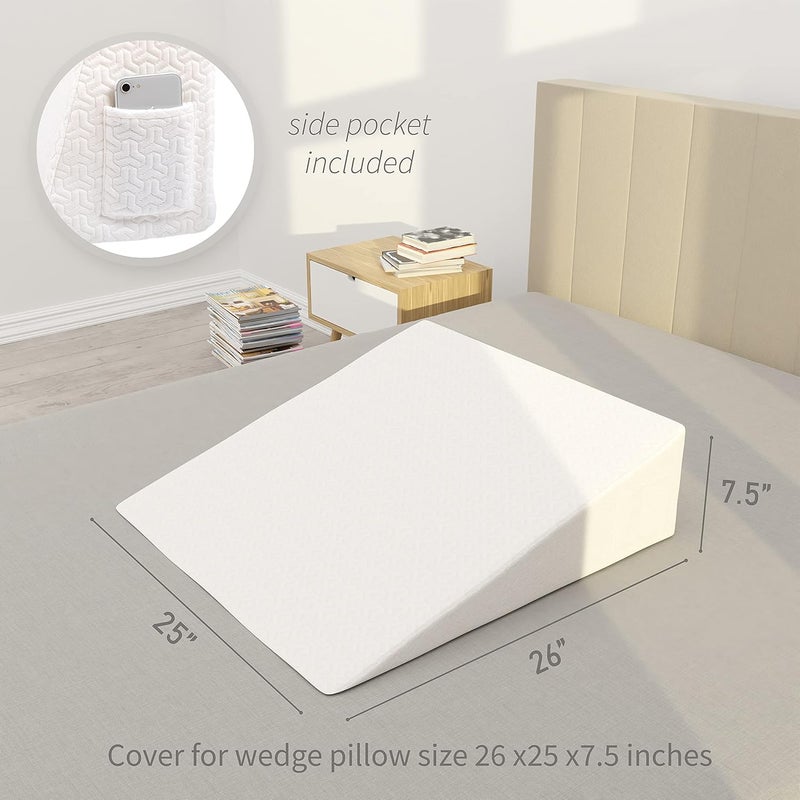 MEOVEN Wedge Pillow Cover for 26x25x7.5 Bed Wedge Pillow, Hypoallergenic, Replacement Pillowcase Cover with Zipper & Pockets - Image 3